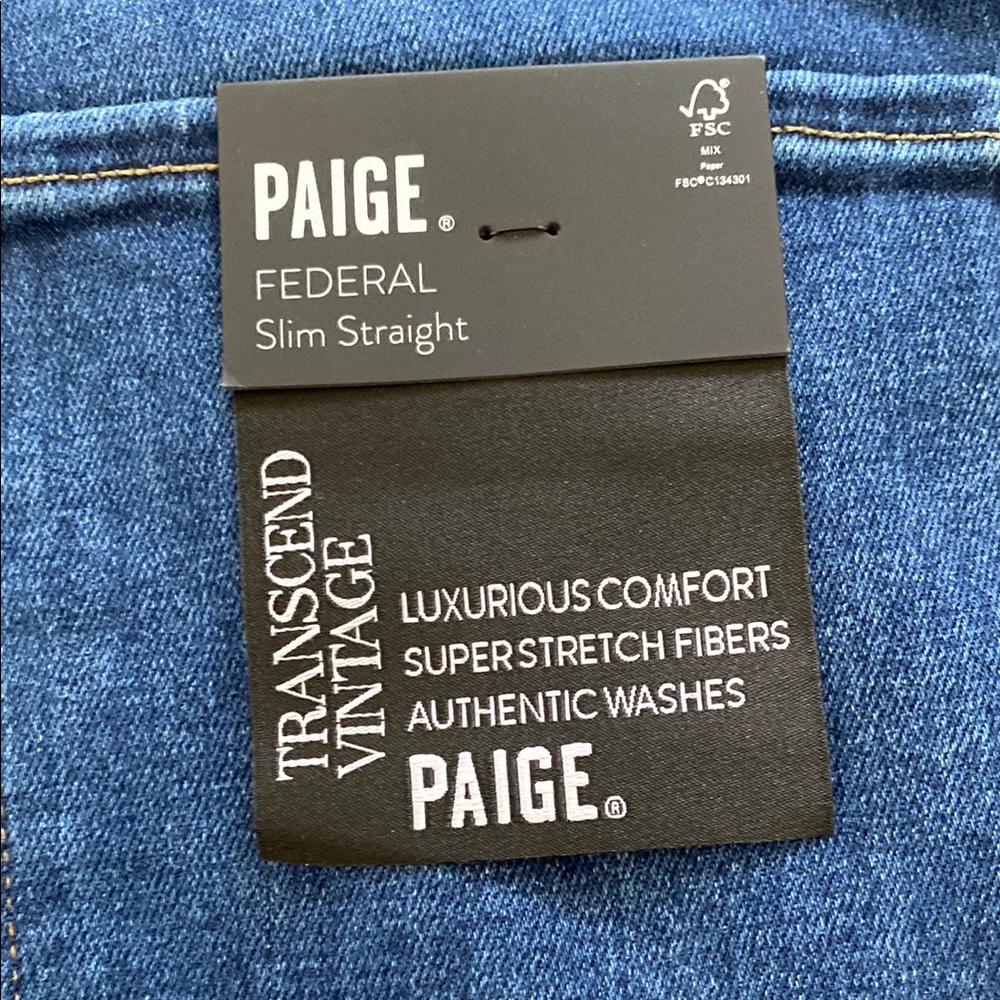 PAIGE Blue Slim Straight Jeans Luxurious Comfort